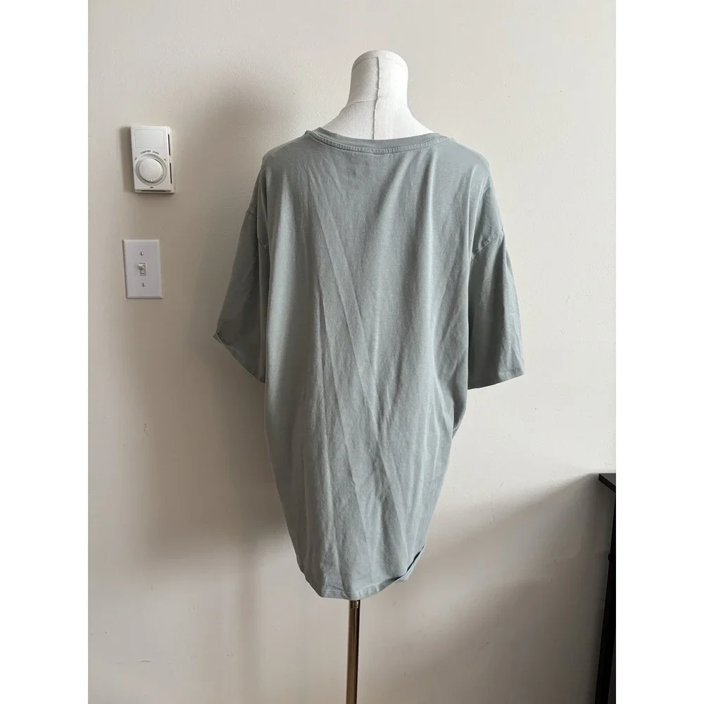 Lululemon Cotton 12 XL Knot Short Sleeve‎ Shirt Green Asymmetrical Oversized